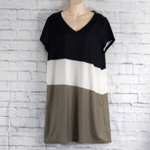 🔵BOGO FREE🔵Nora Cora Dress Loose Fit Color Block Short Sleeve Sz L